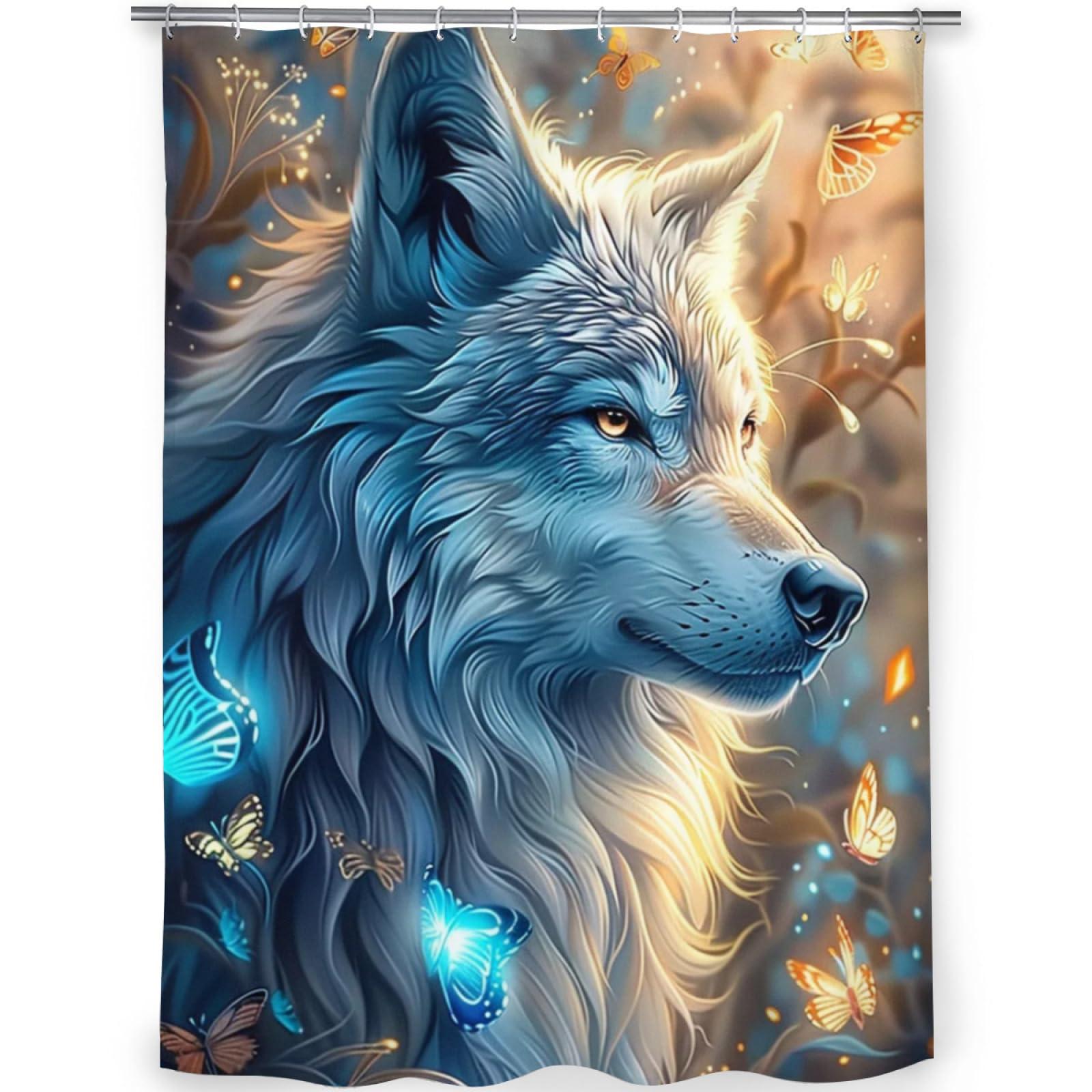 Snuqevc Snuqevc Fantasy Wolf Shower Curtain Bathroom Set for Kids Adult, Home Decor Waterproof Fabric Bath Decor 36 x 72 Inch