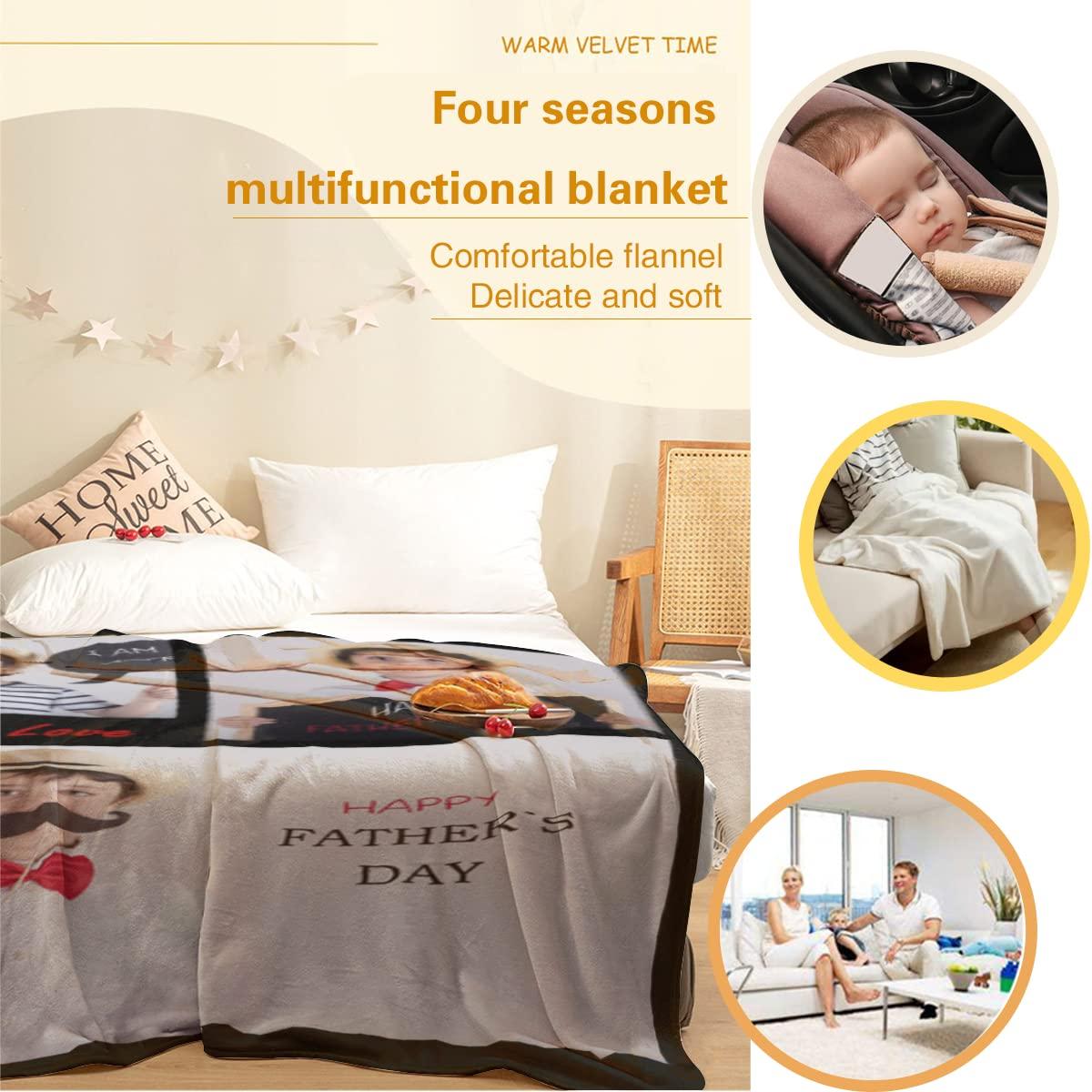 UNXUECO Personalized Photo Throw Blankets Customized Pictures Blanket Soft Fleece Blanket for Family Wedding Birthday Christmas Valentines Day Gifts for Women Men Him Her 51.2\"X39.4\"