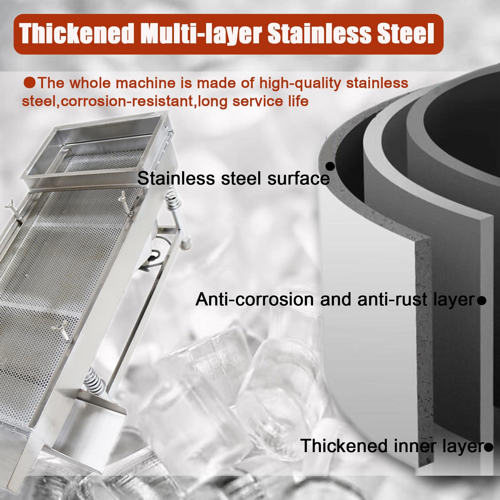 HayWHNKN HayWHNKN Electric Vibrating Sifter with 2mm Screen Straight Vibrating Sieve Shaker Stainless Steel Linear Sifter Machine Linear Shaker Single Motor 220v 80W