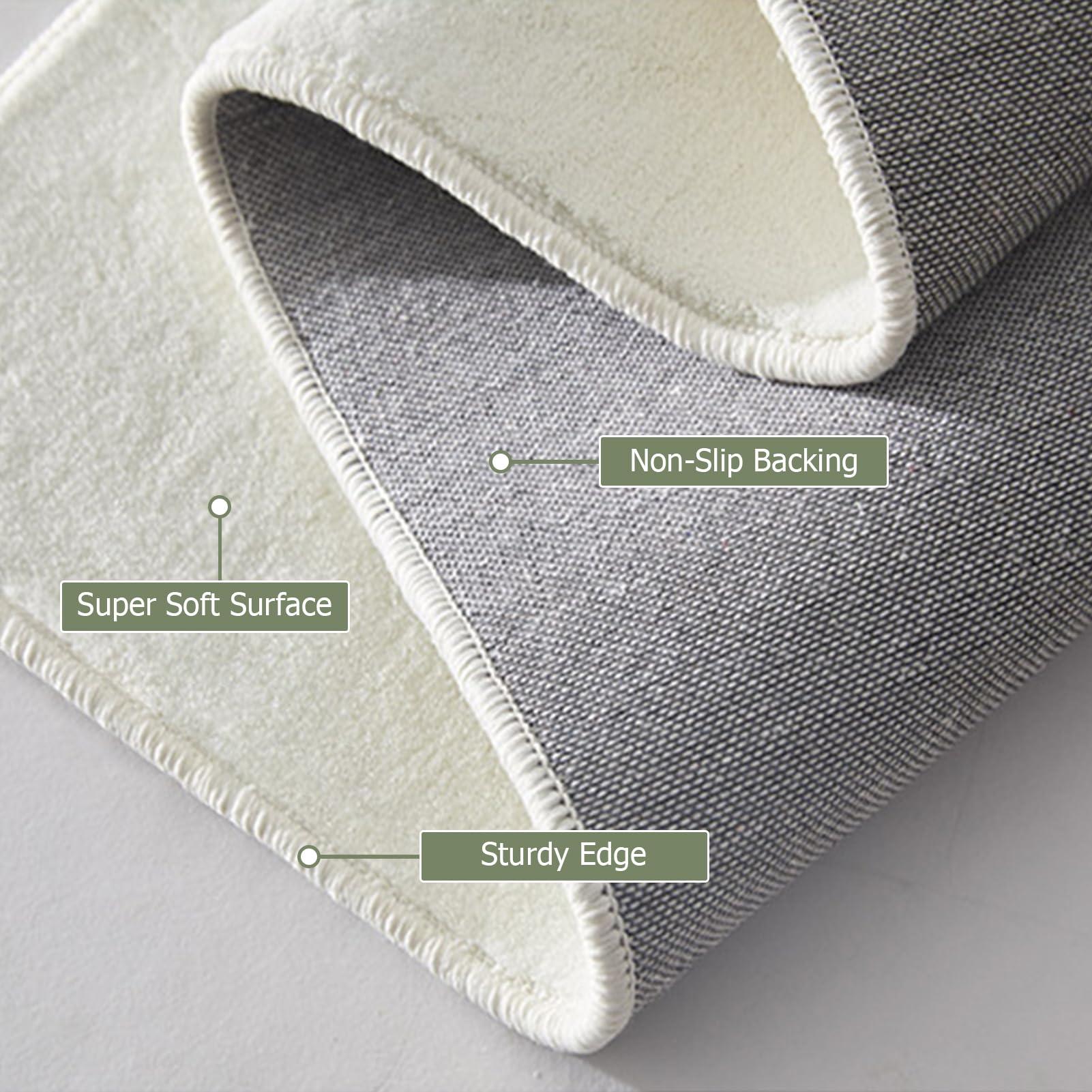 MiZuH Imitation Cashmere Area Rug 4x5 - Large Living Room Rug - Washable Rug Boho Rugs Non-Slip for Bedroom Dining Room, Medium-Pile Floor Carpet Modern Accent Rug, Orange/Gray