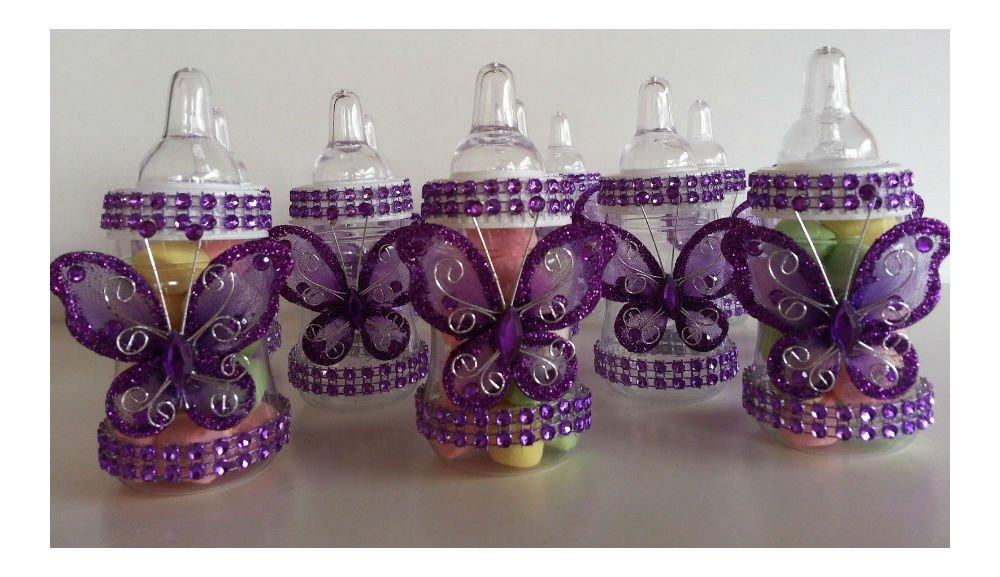 RANADID 12 Purple Fillable Butterfly Bottles Baby Shower Favors Prizes Girl Decorations