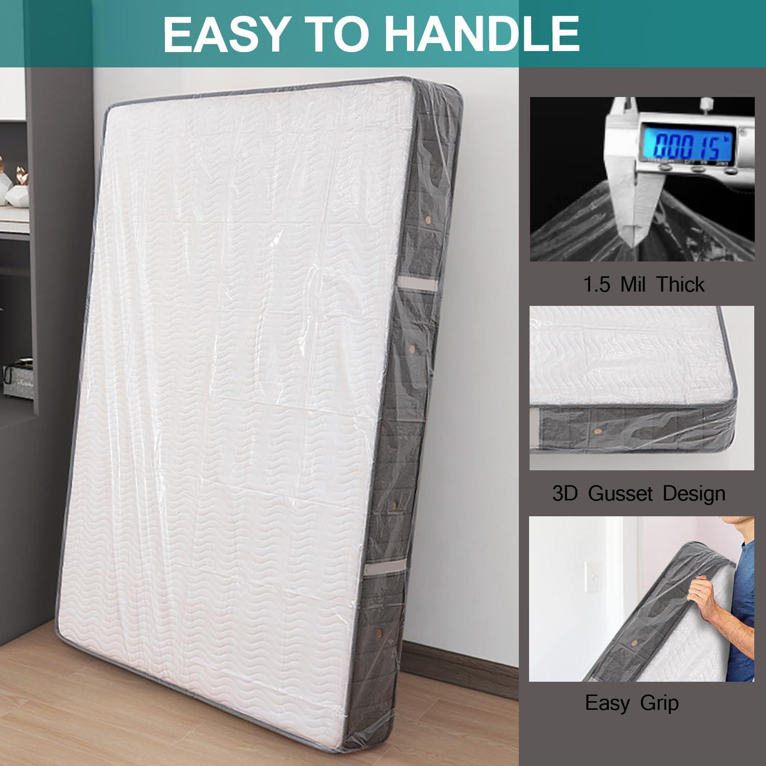 CZXNBI Mattress Bag for Moving Storage - Plastic Waterproof Mattress Protector Cover,Heavy-duty Mattress Moving Supplies (1, King)