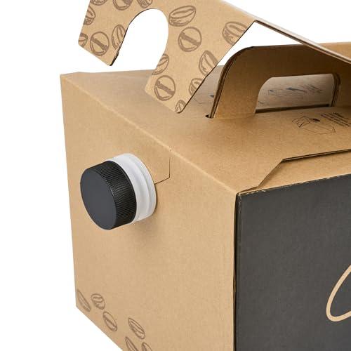 Restaurantware Restaurantware-12 x 7.5 x 8.5 Inch 96 Ounce Disposable Coffee Dispensers, 10 Insulated Coffee Take Out Containers - Built-In Handle, Portable Design, Kraft With Black Paper Coffee To Go Boxes