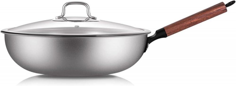 LRTYZBD LRTYZBD Pure Titanium Nonstick Skillet,12.6-Inch Frying Pan Uncoated Household Steak Omelet Household Gas Induction Cooking