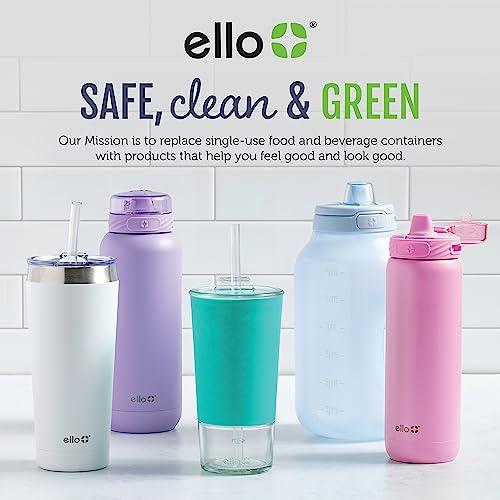 Ello Ello Cooper 40oz Stainless Steel Water Bottle with Straw and Carry Handle, Double Walled and Vacuum Insulated Metal, Leak Proof Locking Lid with Soft Silicone Spout, Reusable, BPA Free, Black