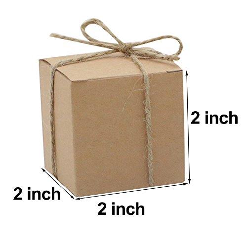 Amajoy Amajoy 50pcs Kraft Favor Boxes with 50pcs Twine, Rustic Kraft Paper Candy Box for Wedding Favor Baby Shower Favor