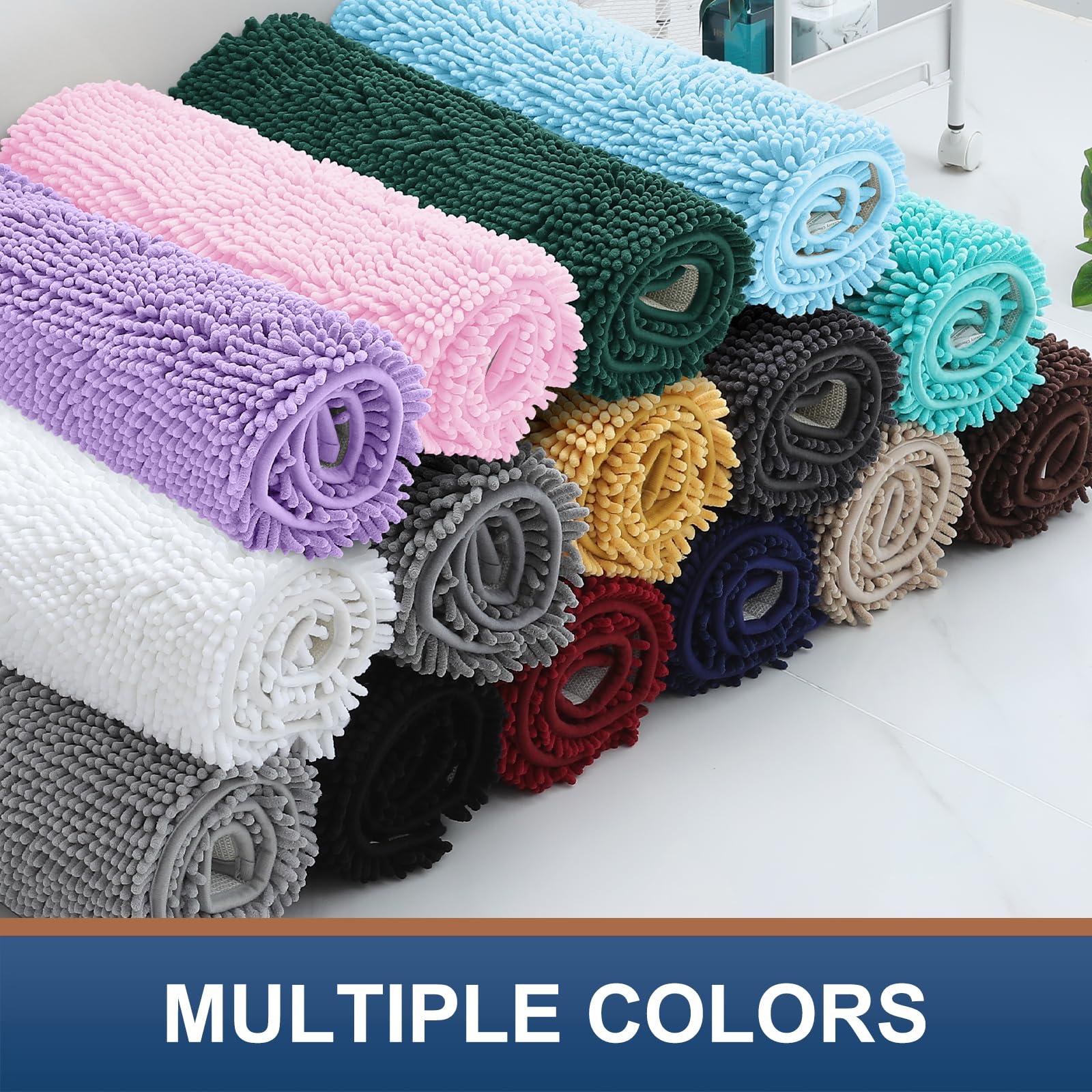 smiry Smiry Chenille Bathroom Rugs 36x24+24x16 and U-Shaped Toilet Bath Rugs 24x20, Extra Soft and Absorbent Shaggy Bath Mat, Machine Washable, Non-Slip Plush Carpet, Beige