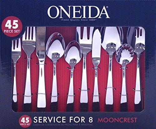 Oneida Oneida B336045A Mooncrest 45-Piece Flatware Set, Service for 8,Silver,45 Piece