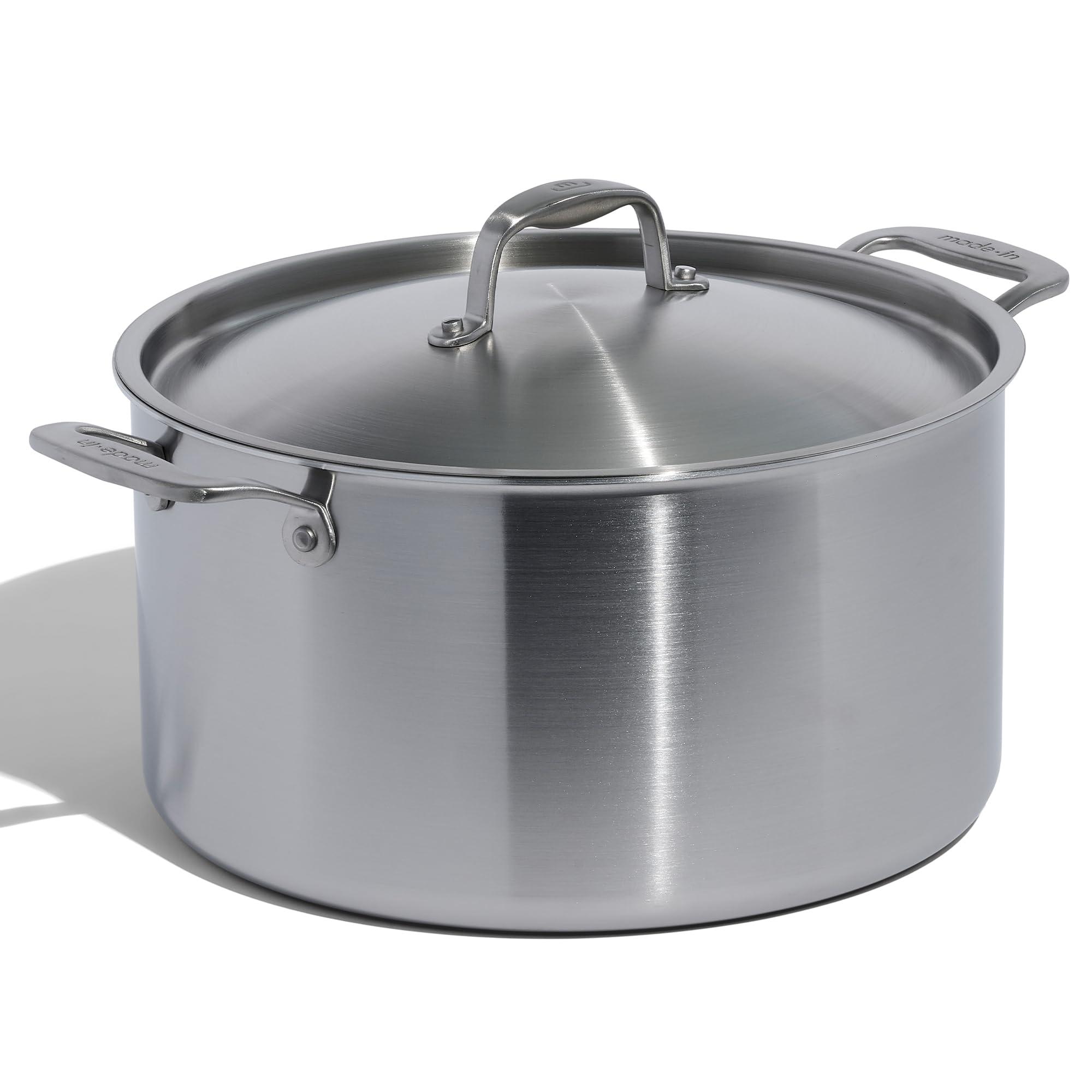 Made In Made In Cookware - 12 Quart Stainless Steel Stock Pot With Lid - 5 Ply Stainless Clad - Professional Cookware - Crafted in Italy - Induction Compatible