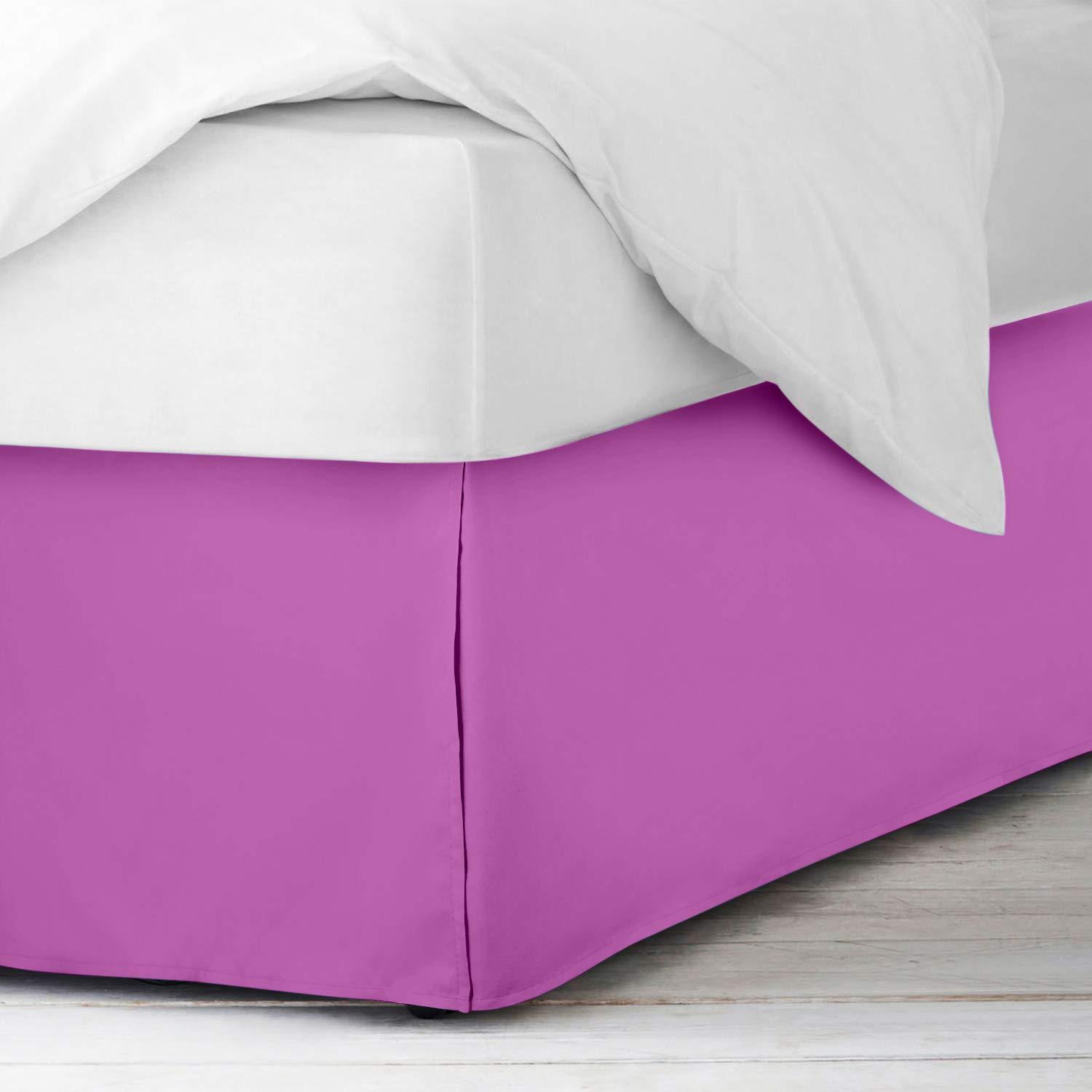 Glamour Bedding Super Soft Tailored Box Pleated Radiant Orchid Purple Bed Skirt 16'' Drop 39 x 80Inches Egyptian Cotton 800 TC Hotel Quality Split Corner Twin XL Bed Skirt Wrinkle & Fade Resistant Bed Cover Skirt