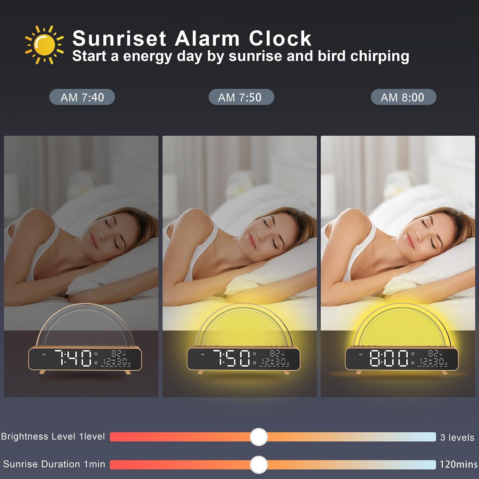 ANYPLUS Sunrise Alarm Clock Wake Up Light for Kids, Bedrooms, Digital Sunlight Alarm Clock Dawn Simulator with Touch Night Light, 13 Soothing Sounds, Snooze Timer, Dual Alarms, Sunrise Simulation