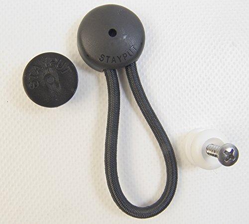 Stay Put StayPut Bungee/Shock Cord Fastener, Black w/White Surface Attachment Knob & Mounting Screw (5)