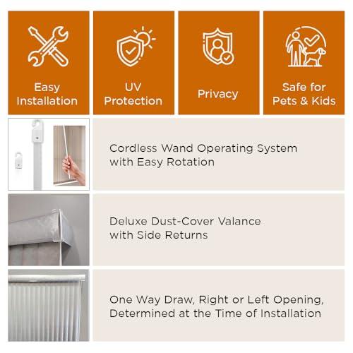 BlindDen BlindDen - Vinyl Vertical Window Blinds for Home - Vertical Blinds for Sliding Glass Doors - Infinity Silver, 82" Wide x 84" Long