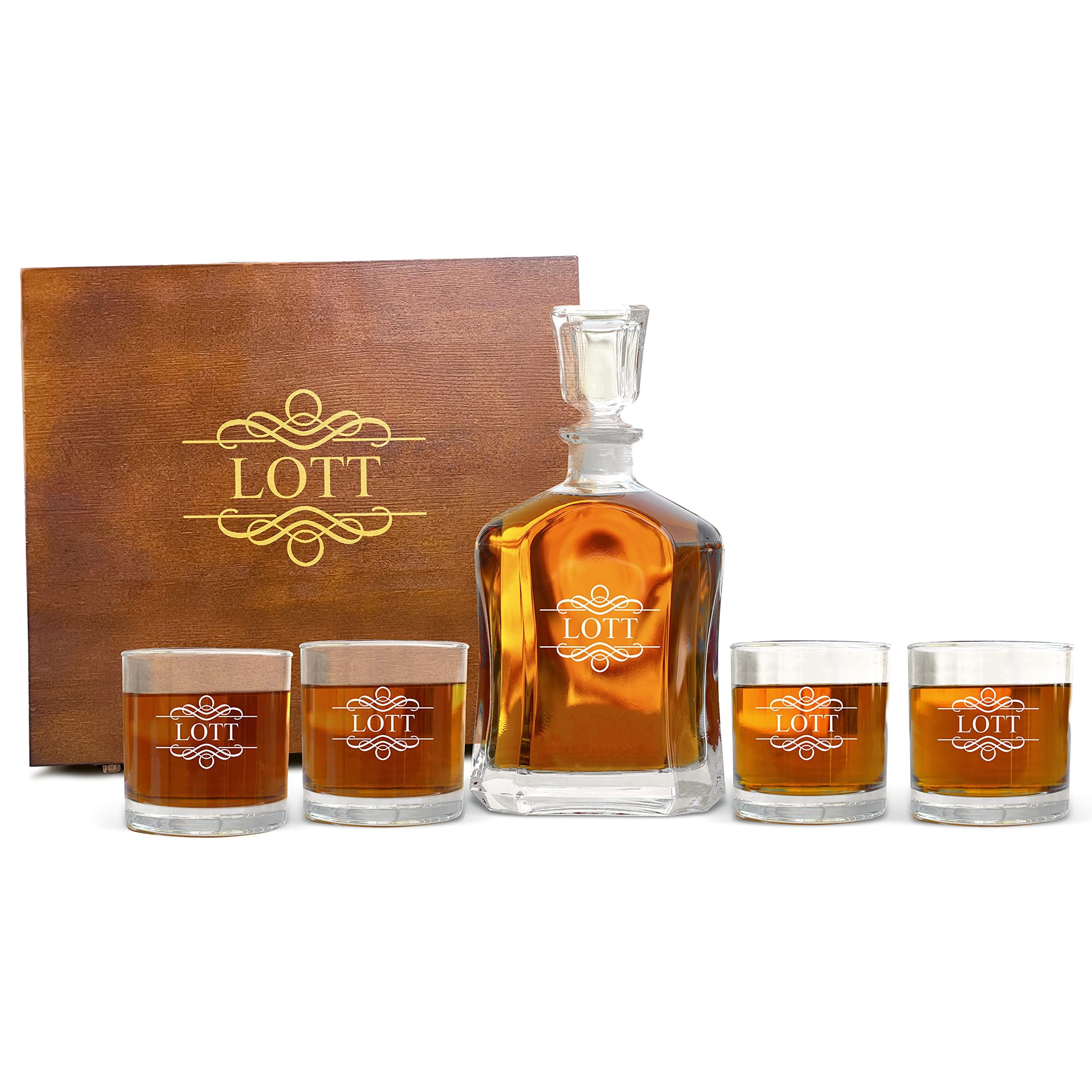 Krezy Case Krezy Case Whiskey Decanter Set with Glasses, Personalized Decanter in Wood Box for Groomsmen or Husband