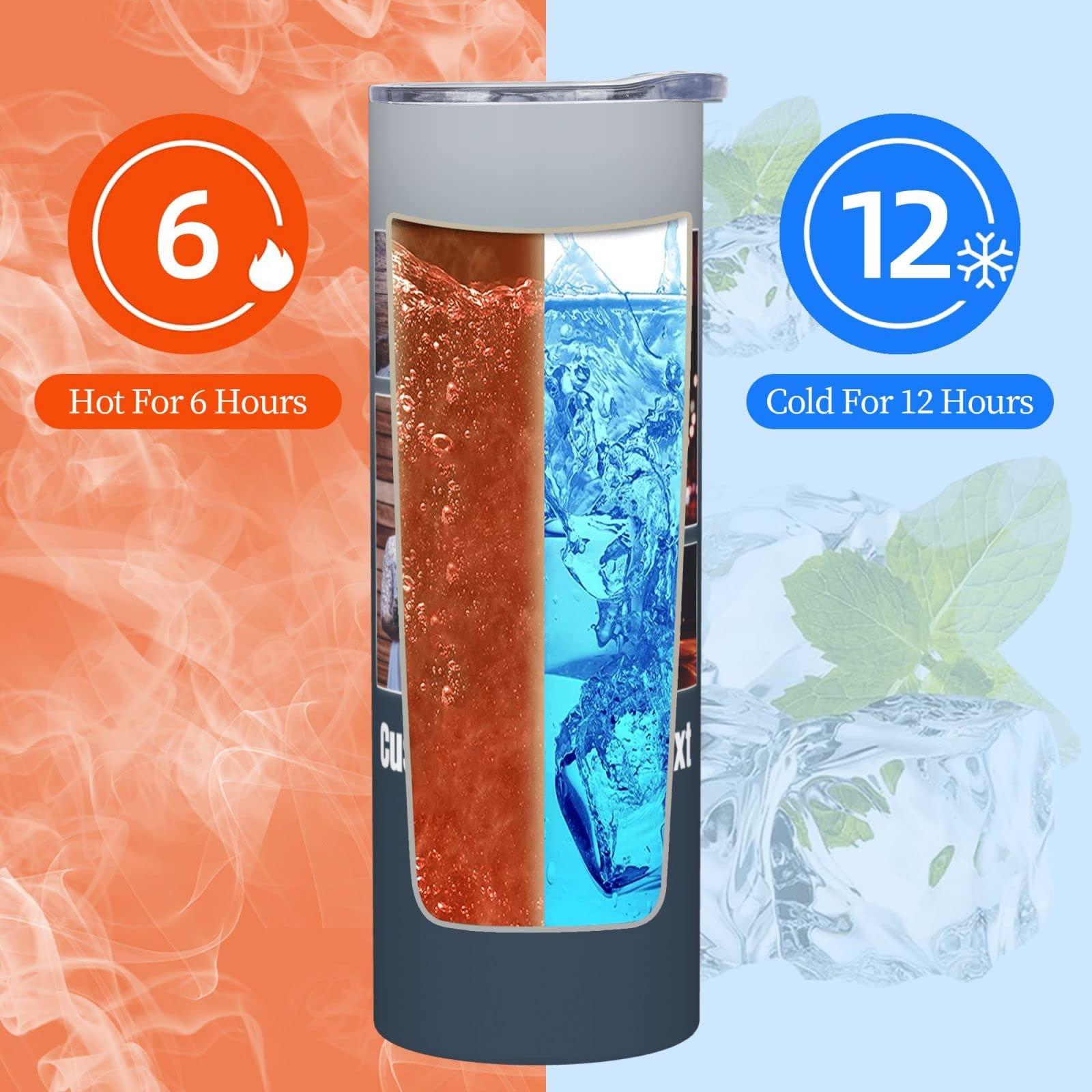 Generic Custom Personalized Skinny Tumbler with Photo Text Picture - 20oz Insulated Stainless Steel Coffee Cup Travel Mug - Birthday Christmas Cups Customized Gifts for Women Men