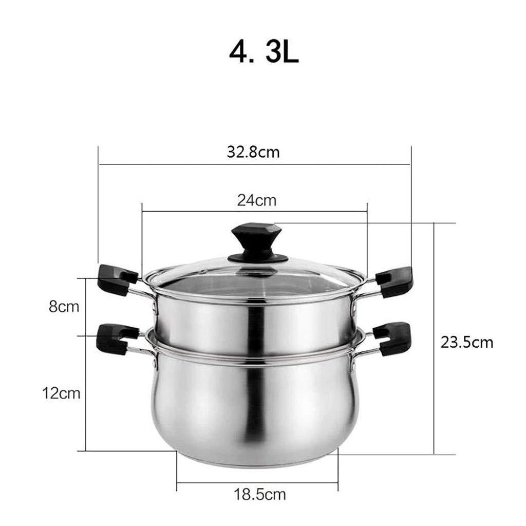 REJOON REJOON Stainless Steel Steamer Stock Pot and Steamer with Stainless Steel Lid,Stock Pot Set,2 Tier Steamer Pot,Vegetable Steam Insert Pans Set