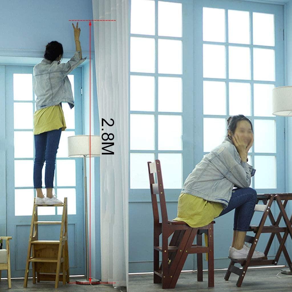 OKUOKA Step Stool Solid Wood Ladder Stool Folding Fold Up Library Steps Stool Multifunctional Wooden Shelving Ladder for Kitchen Office Use Ladder Chair (C)