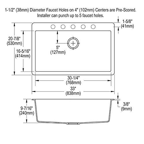 Elkay Elkay Quartz Classic ELGR13322BK0 Black Single Bowl Top Mount Sink