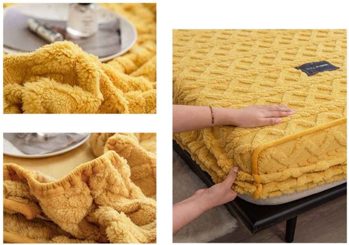 CYHCM Family Bedding King Size Fitted Sheets Bed Sheet Fitted King Deep Fitted Sheet King Size Bed Sheet Cover King Size Three Piece Set Non-Slip Washable (Color : Yellow, Size : 200x220cm)