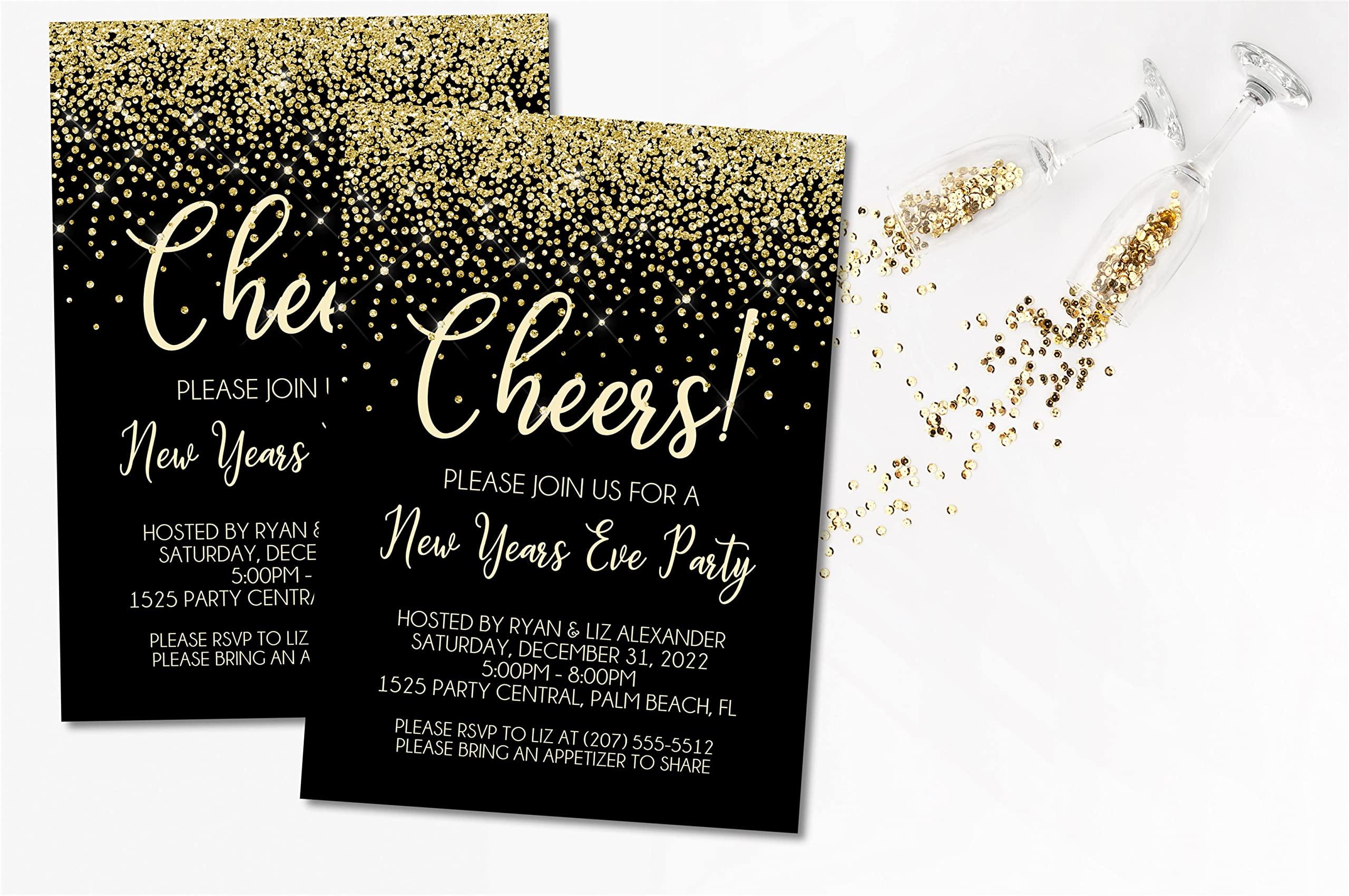 Party Beautifully Gold And Black New Years Eve Invitations With Envelopes