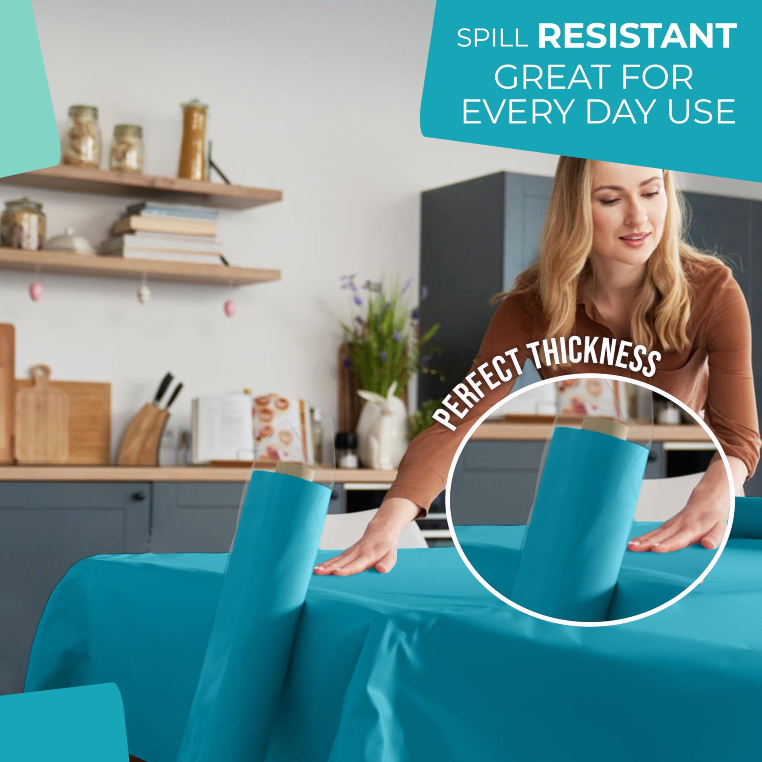 Exquisite Exquisite Turquoise Plastic Table Cover Roll 40\" X 300\' Table Cloth Plastic Cover Roll - Premium Quality Banquet Rolls - Disposable Tablecloth Rolls - Table Cloth Rectangle Table Rolls