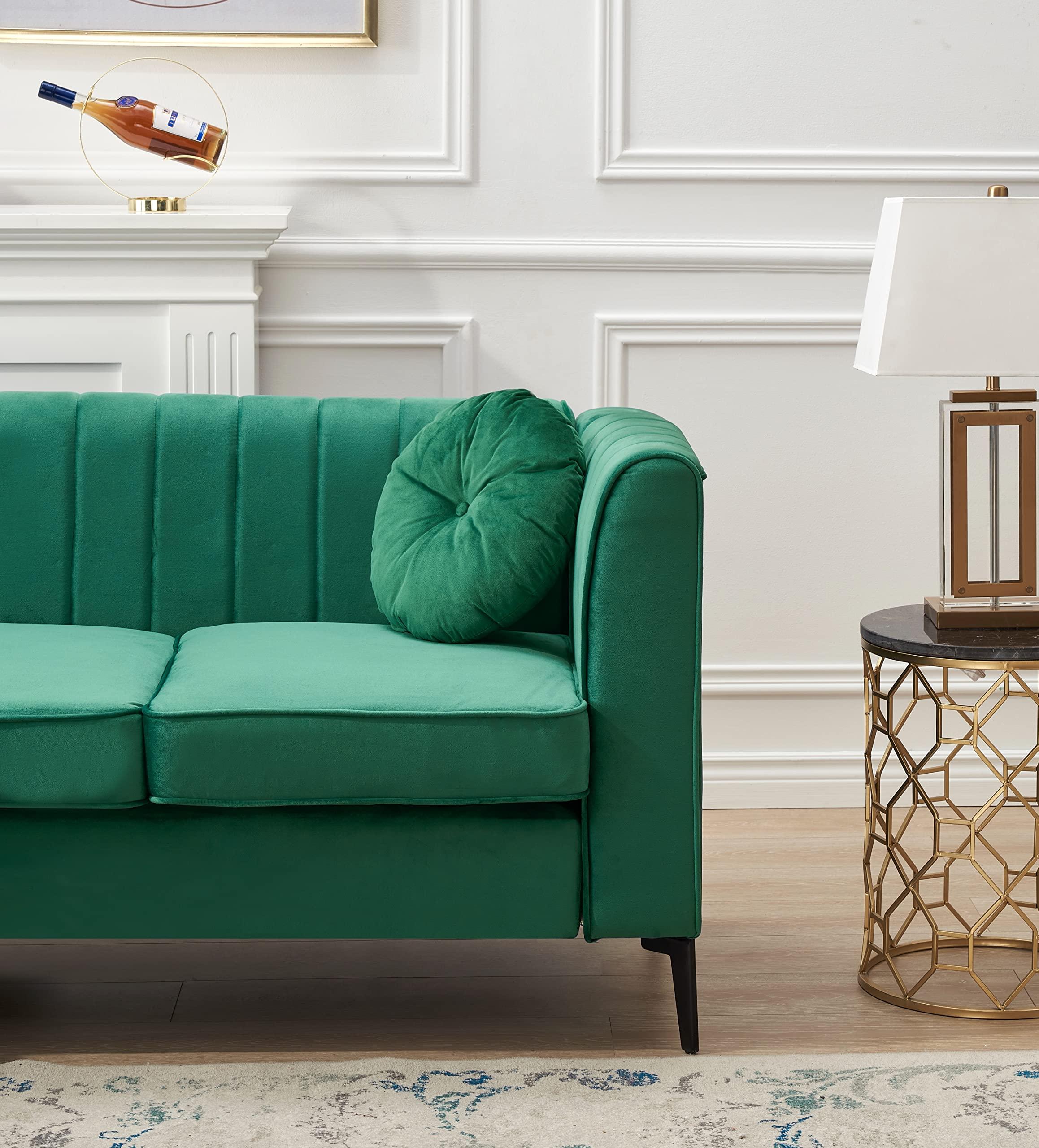 ViolaDresses ViolaDresses Velvet Corner Living Room Sofa Green