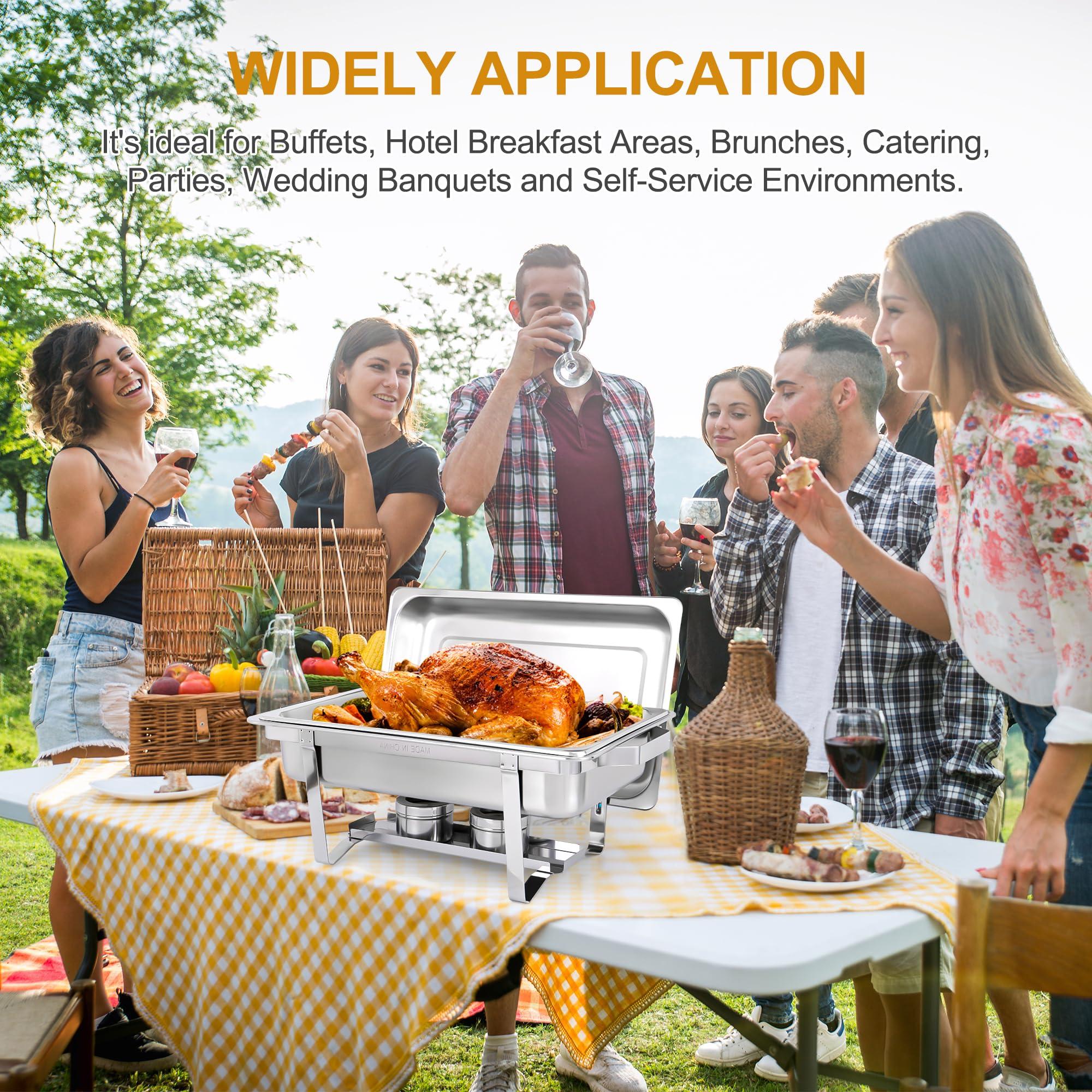 Nova Microdermabrasion Chafing Dish Buffet Set 8 Qt Stainless Steel Complete Chafer Set Catering Warmer Set with Water Pan, Fuel Holder for Parties, Dinners, Catering, Buffet and Weddings 2 Silver