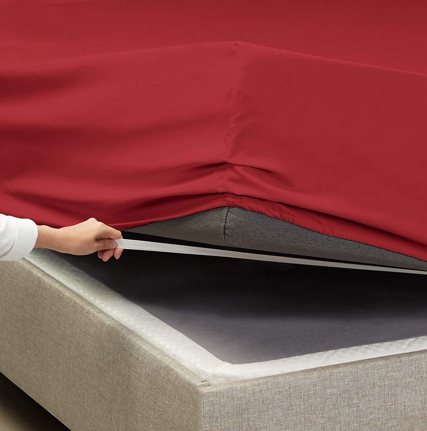 Comfort Bed Store 6 Piece Bed Sheet Set - Heavy Weight 110 GSM Strong & Soft Fabric Tight Fit Extra Corner Straps 16'' Inch Deep Pocket Fitted Sheet, Top Sheet, 2 Pillow Cases