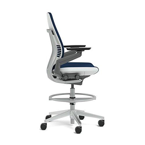 Steelcase Steelcase Gesture 442 Stool Chair - Cogent: Connect Malt Fabric, Wrapped Back, Light on Light Frame, Polished Aluminum Base