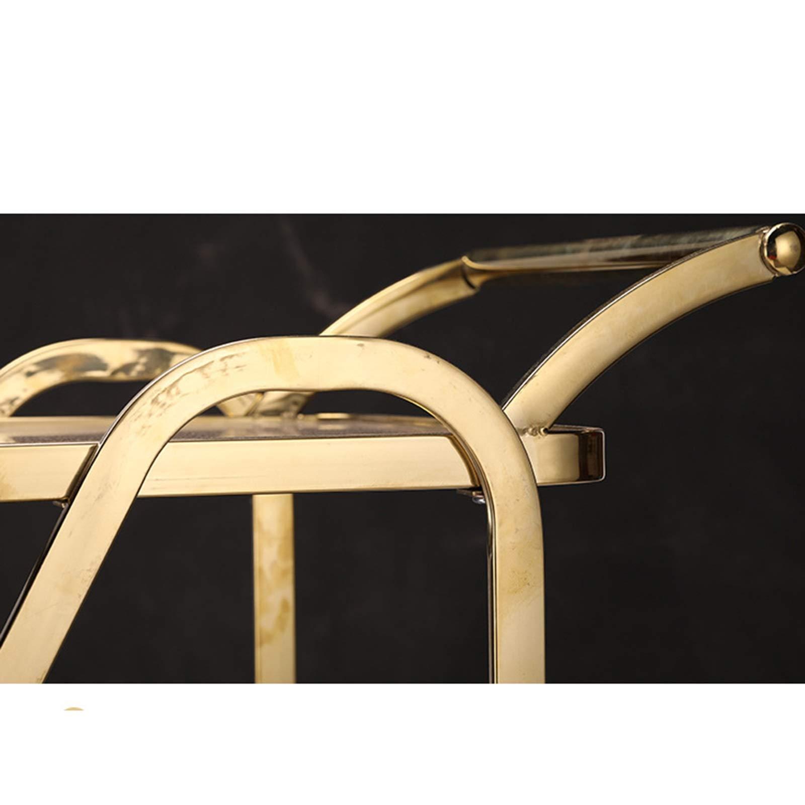 MaGiLL Bar Cart Bar Carts for Home, Mobile Wine Cart On Wheels, Wine Rack Table with Glass Holder, Kitchen Serving Trolley (Gold 70x45x88cm)