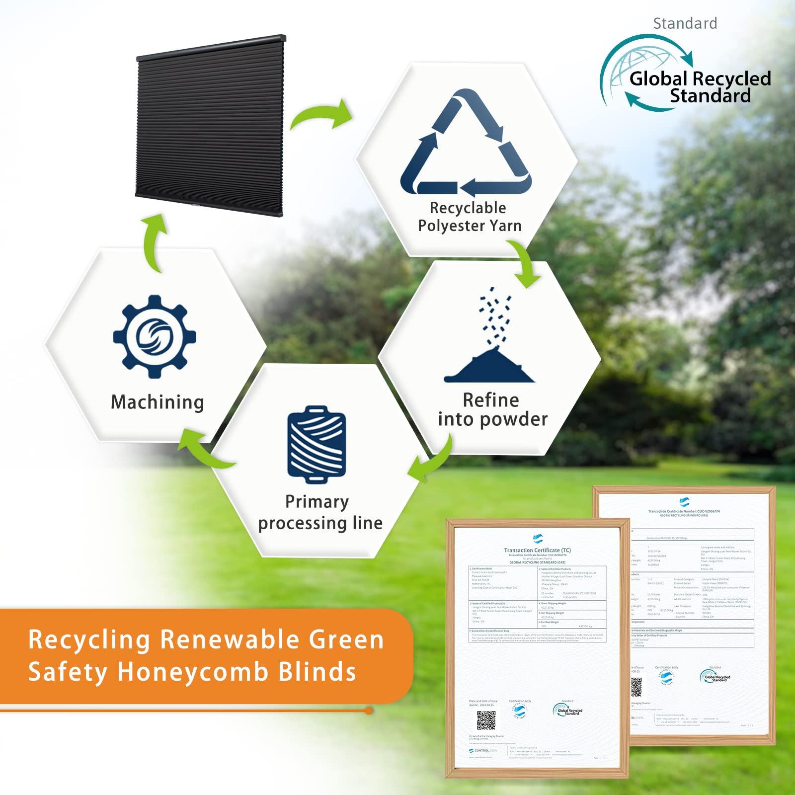 Persilux Persilux Custom Size Cellular Cordless Shades Blackout Blinds for Windows, Accordion Honeycomb Window Blinds, Window Shades for Home, Room Darkening Cellular Blinds (79" W x 98" H, Black)