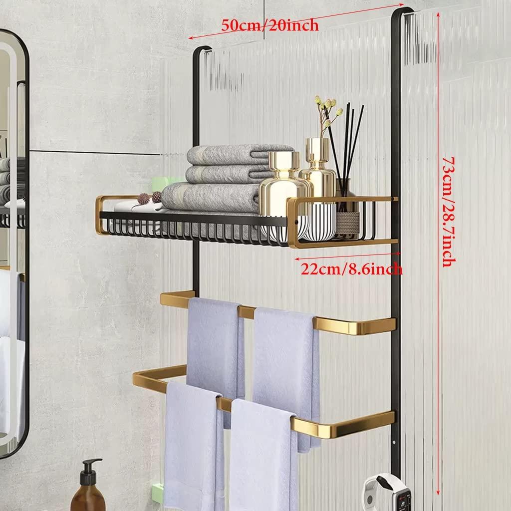 GIZNXBA Over The Door Shower Caddy With Towel Holder, Hanging Shower Organizer With 2 Hooks, Over Door Shower Caddy For Door, Shower Rack Organizer For Bathroom ( Color : /Silver T-type hook , Size : 50cm )