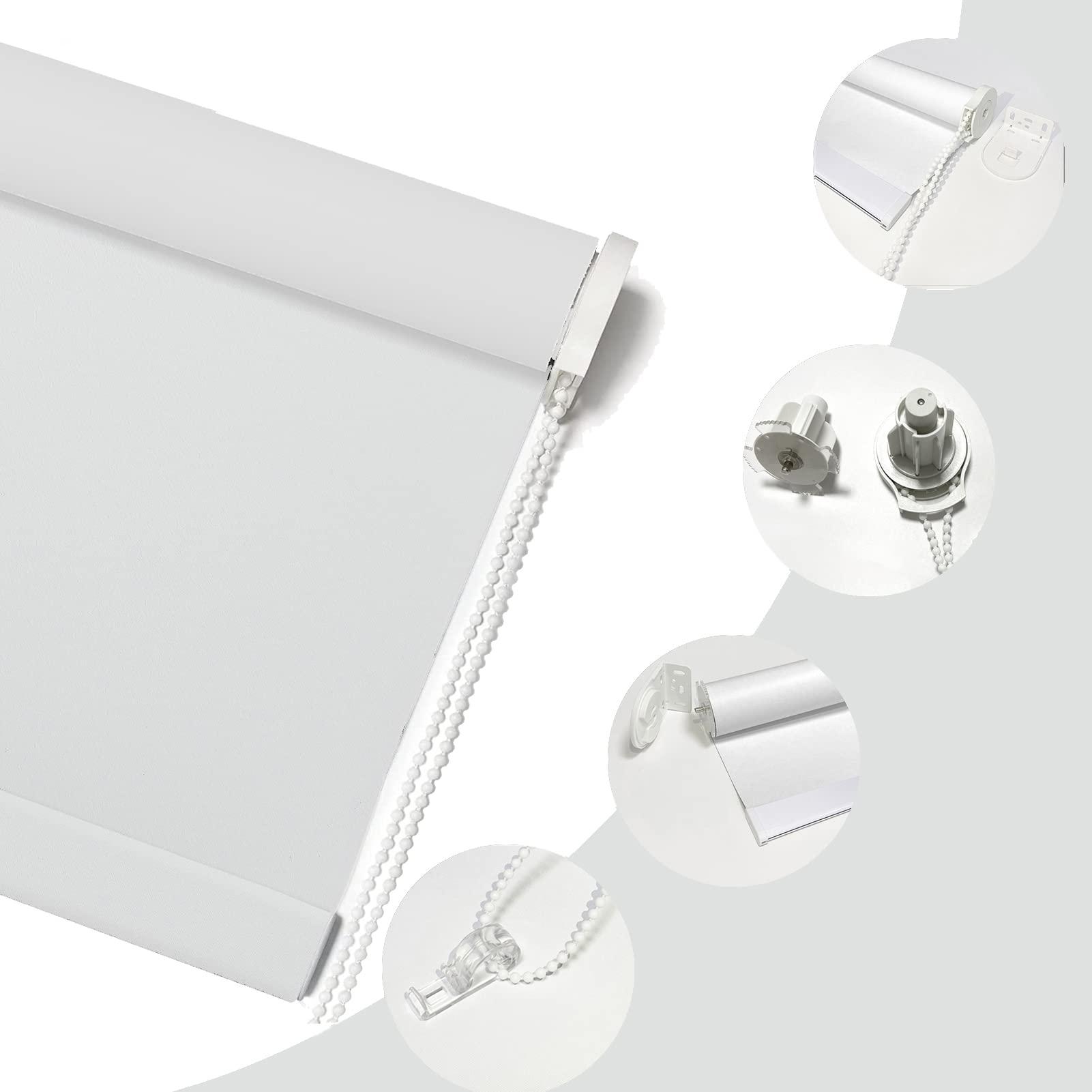 fhsblinds FHSBLINDS Custom Blinds for Windows Roller Shades for Windows-Room Darkening Waterproof Blackout Cut to Size Window Blinds & Shades for Home Kitchen Bedroom Office (White 100% Blackout, 38"W x 80"H)