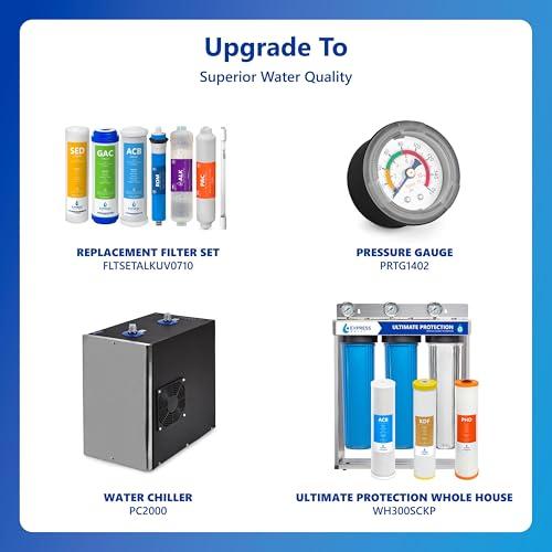 EXPRESS WATER EXPRESS WATER UV Reverse Osmosis Water Filtration System 11 Stage UV Water Filter with Faucet and Tank Under Sink Water Filter with Alkaline Filter for added Essential Minerals 100 GDP