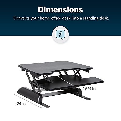 Vari Vari - VariDesk Essential 30 - Two-Tier Standing Desk Converter for Home Office - Adjustable Sit Stand Desk with 11 Height Settings - Standing Desk Riser for Monitor & Accessories - 30\" Wide, Black