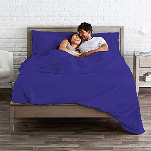 LaxLinen Sheets Royal Blue Solid Alaska King- 1 PCs Fitted Sheet Extra Deep Pocket Sheets Fits Mattress 18\"- 24\" Inch All Around Elastic Egyptian Quality-600 TC