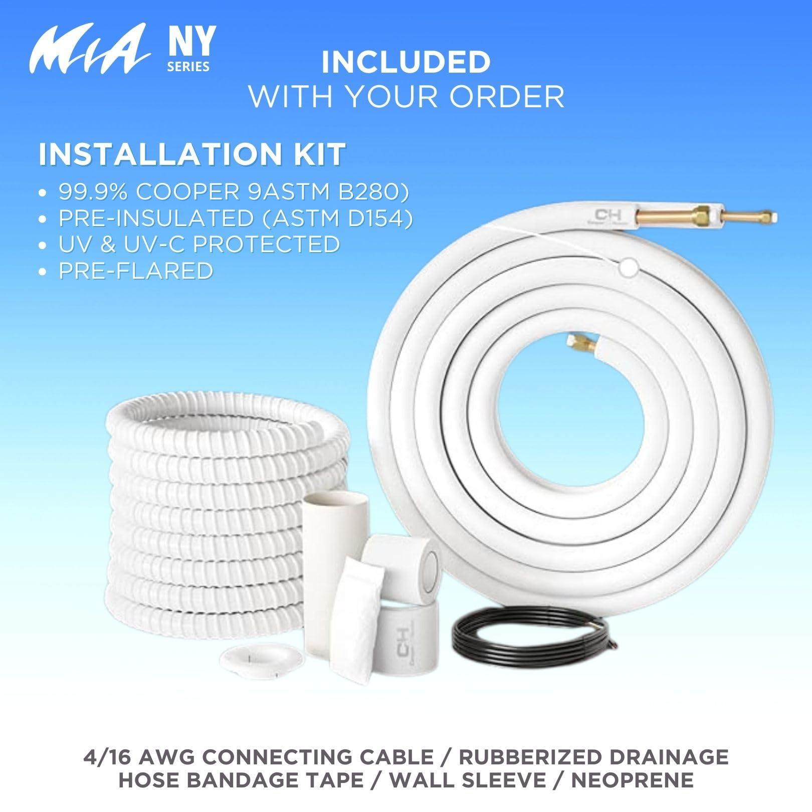 Cooper & Hunter Cooper & Hunter MIA Series, Mini Split Air Conditioner and Heater, 9,000 BTU, 230V, 21.7 SEER, Wall Mount Ductless Inverter Heat Pump System, Including 16ft Installation kit