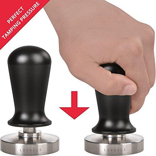 LUXHAUS LuxHaus Espresso Tamper - 53mm Calibrated Coffee Tamper for Espresso Machine with Spring Loaded 100% Flat Stainless Steel Base