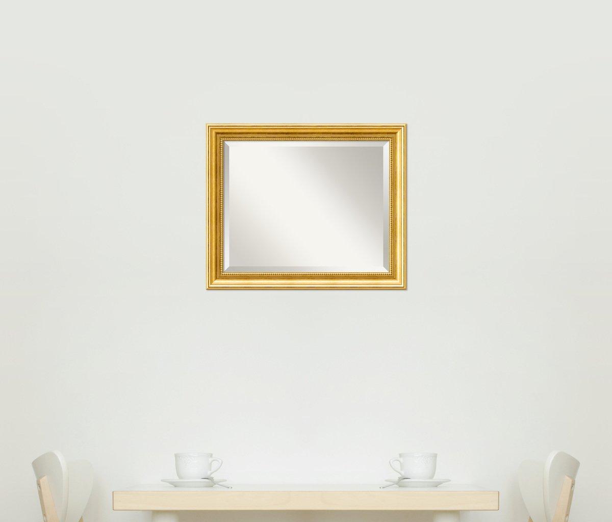 Amanti Art Amanti Art Gold Wall Mirror 24x20 Townhouse Gold Rectangle Bathroom Mirror for Wall Decor Living Room, Small Traditional Wood Frame, Hangs Horizonally and Vertically, Bathroom Decor, Beveled Edge
