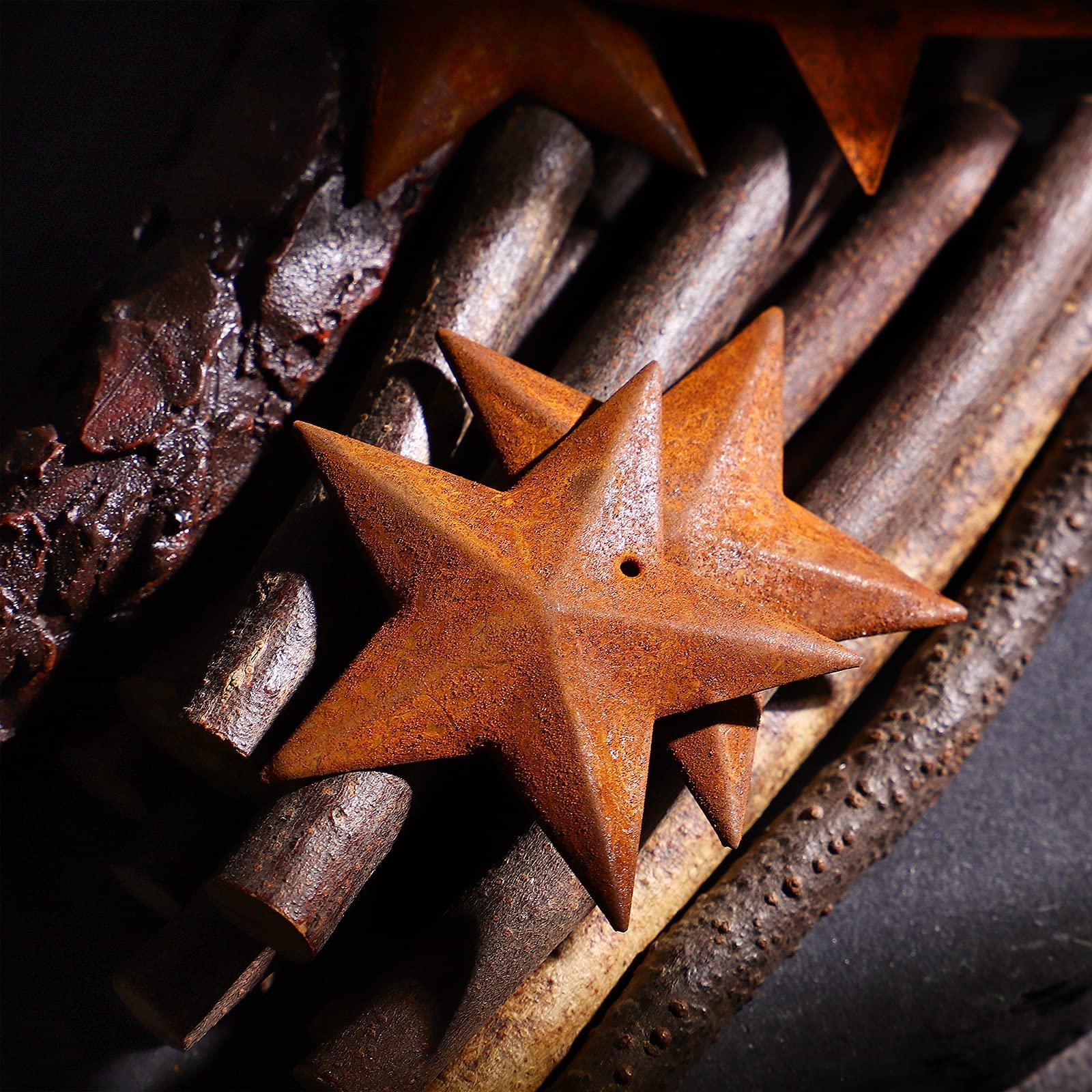 ARTIBETTER Artibetter 150pcs Rusty Metal Stars, Mini Barn Stars Home Decorative Accents with Hole and Hollow Backs for New Year Decorating and Finishing 4.5cm