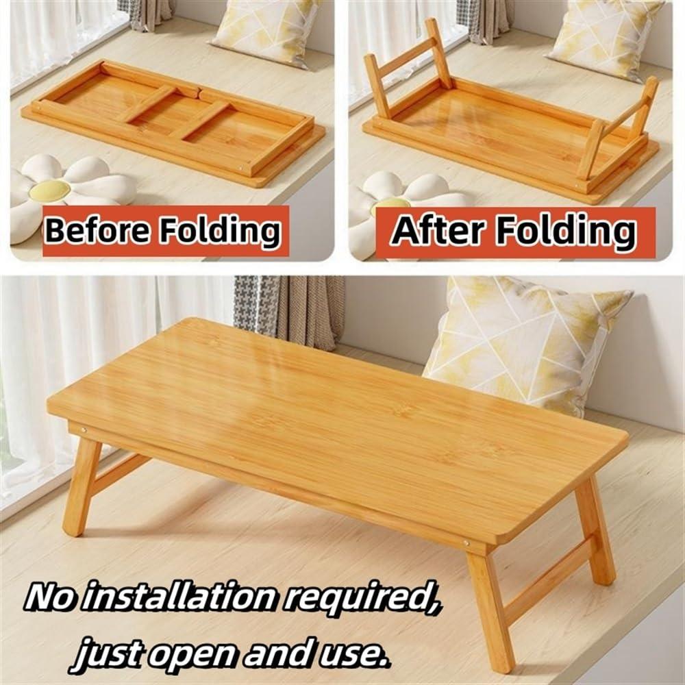 Hveqohls Hveqohls Large Size Coffee Table, Side Table with Foldable Design, Laptop Desk Suitable for Bedroom, Living Room, Office and Bay Window(Yellow,26.4 * 13.5 * 10.6in)