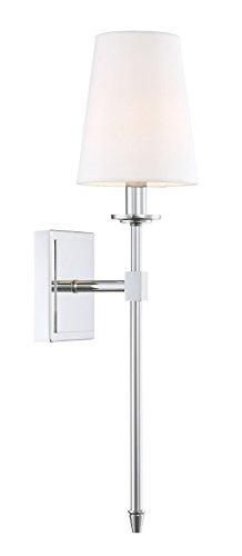 Kira Home Kira Home Torche 20" Wall Sconce/Wall Light + Linen Shade, Chrome Finish