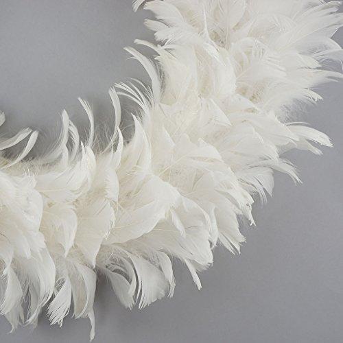 ZUCKER ZUCKER White Goose Feather Christmas Wreath - 24\" Shiny Farmhouse Autumn or Fall Dcor