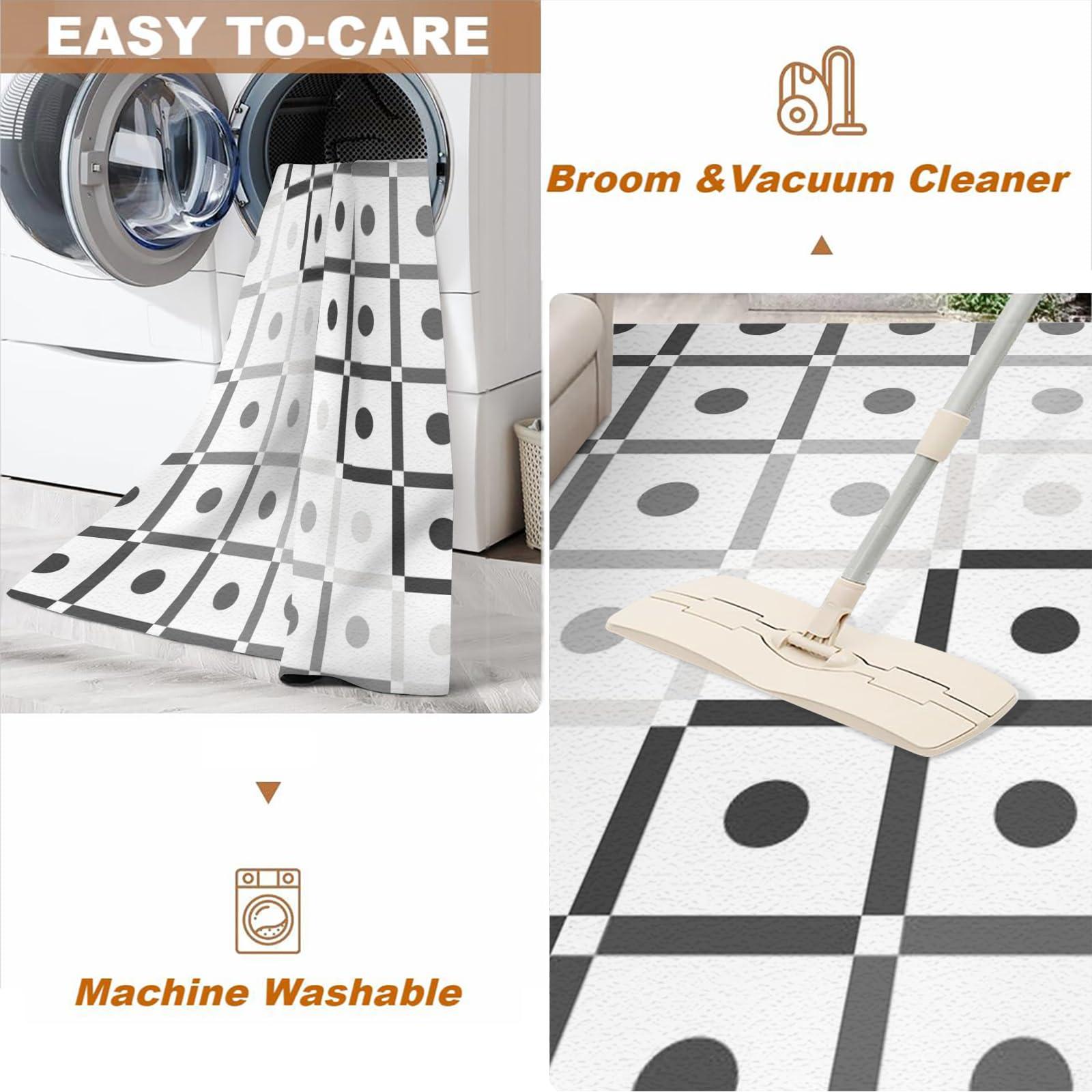 BUPEKEQ BUPEKEQ Classroom Rug 8x10 Bohemian Lines Living Room Rug, Gradients Geometric Plaid Retro Rug, Front Door Decor Rug Machine Washable Non Shedding Non Slip Low Pile for High-Traffic Living Room