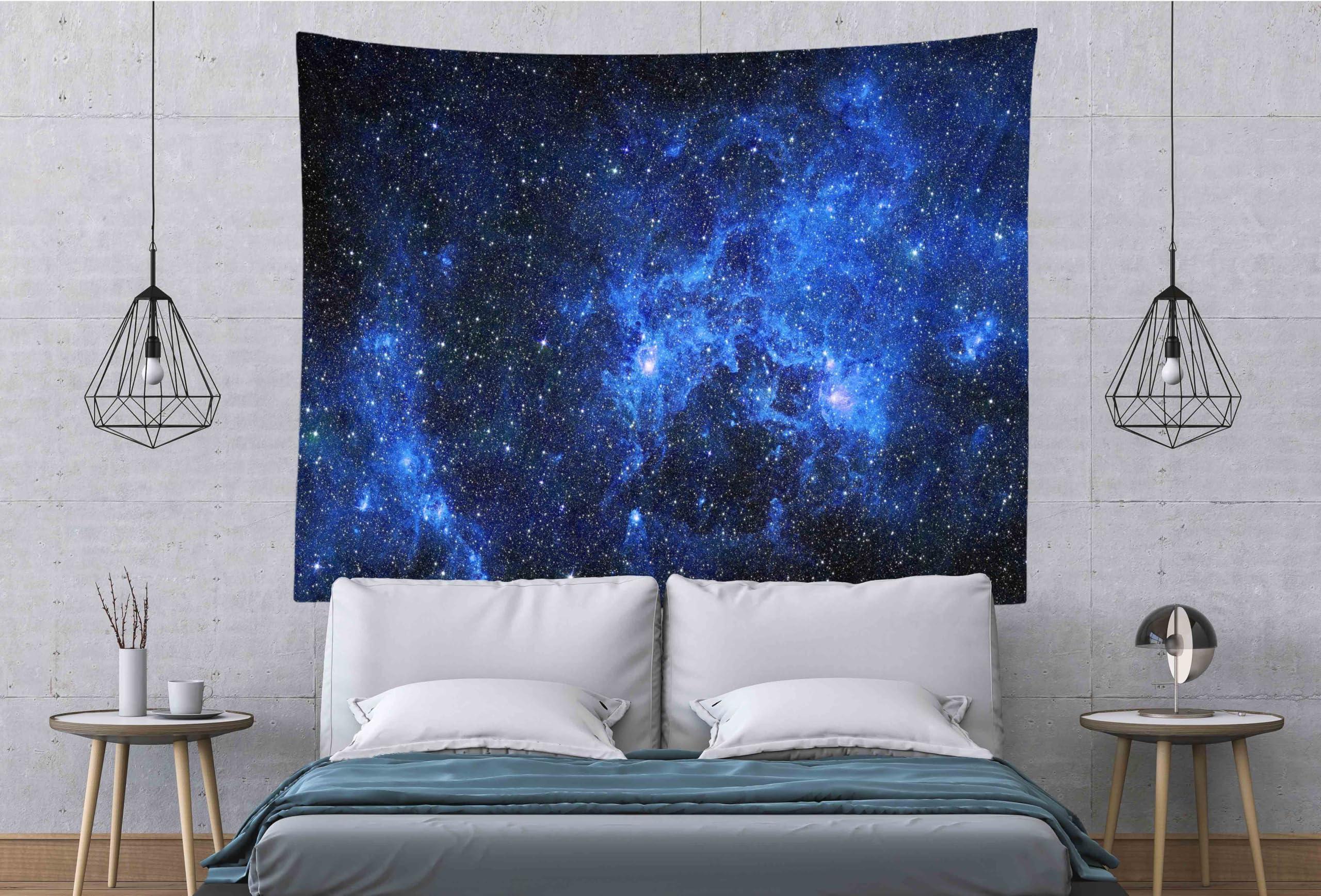Loccor Loccor 15x8ft Fabric Galaxy Tapestry Blue Night Star Space Psychedelic Cosmic Wall Hanging for Adults Kids Teen Living Room Dorm Apartment Home Bedroom Aesthetic Decoration