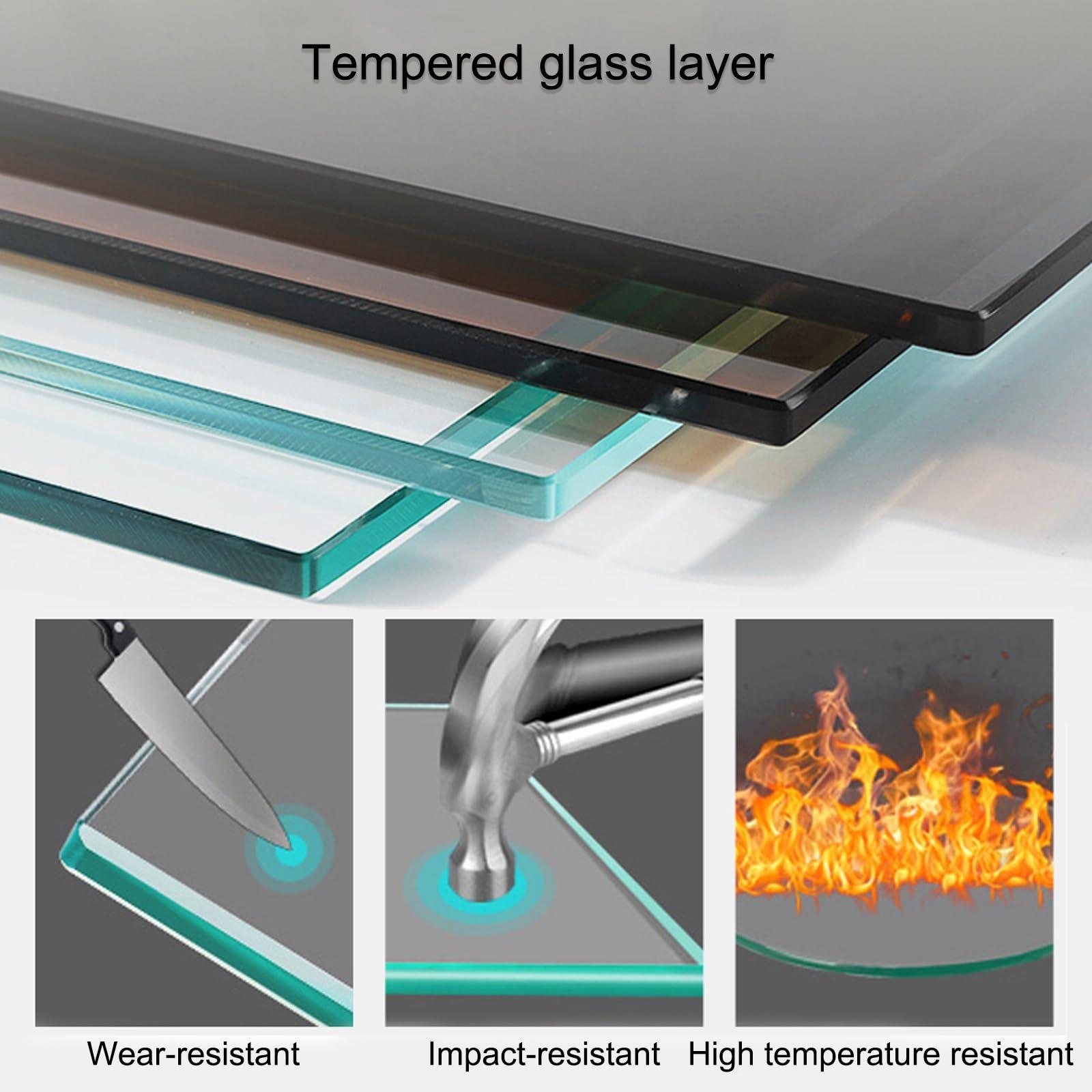 STCERY Stereo Cabinet, AV Cabinet Audio Rack, Tempered Glass Shevles, Modern Audio-Video Media Stand, for TV, Xbox, Gaming Consoles, Media Component, Streaming Device(Brown)