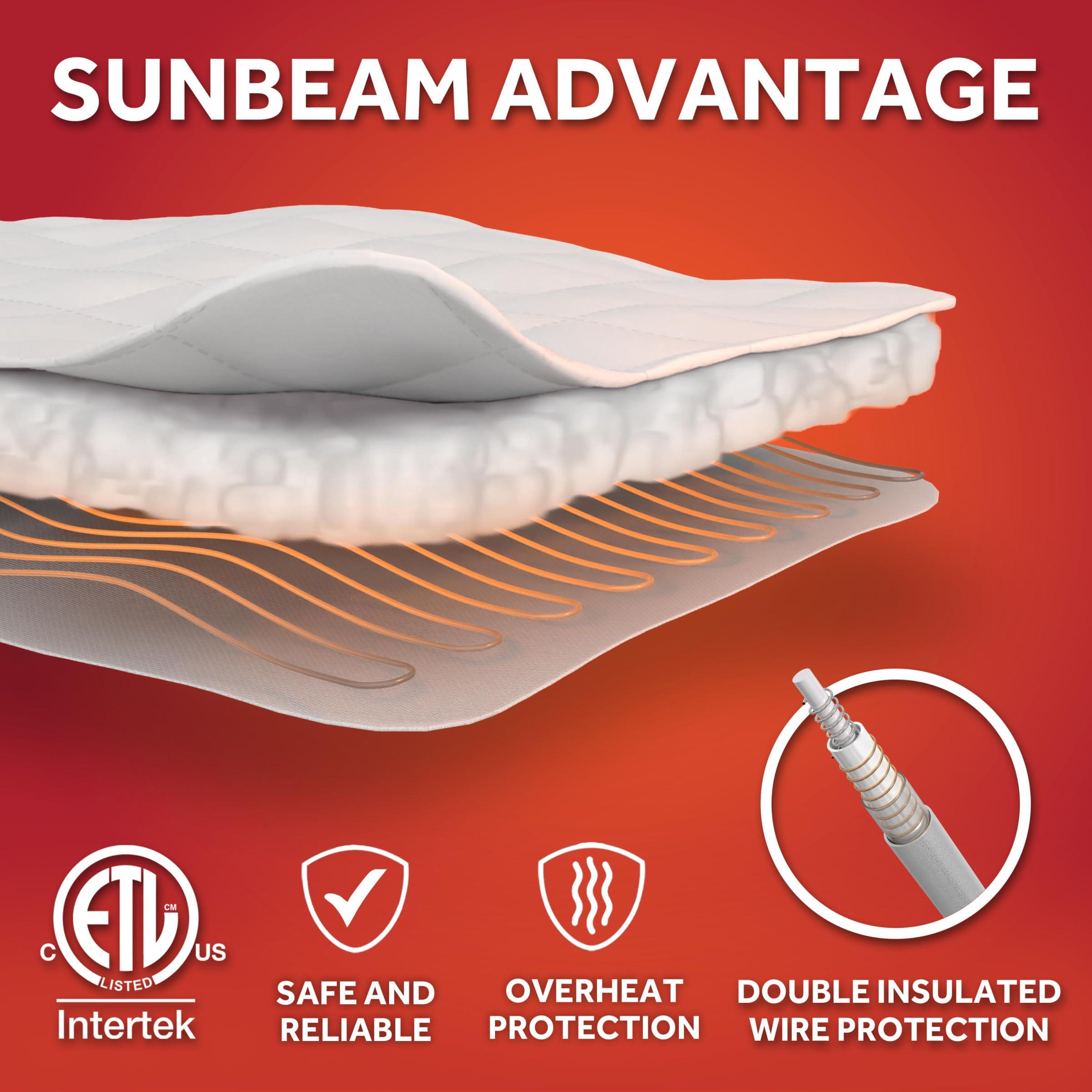Sunbeam Sunbeam Restful Premium Quilted Heated Mattress Pad - King White