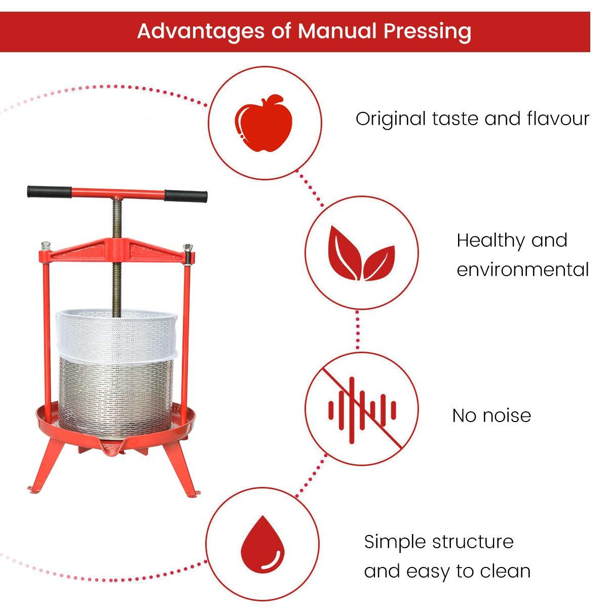 EJWOX Heavy-duty Cross-beam Stainless Steel Fruit and Wine Press and Fruit and Apple Crusher with Stand