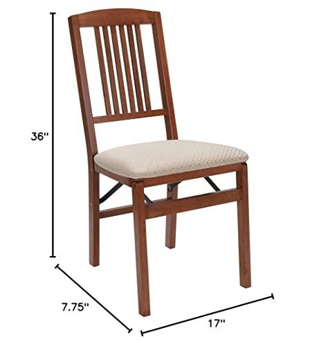 MECO Stakmore Simple Mission Folding Chair Finish, Set of 2, Wood, Cherry