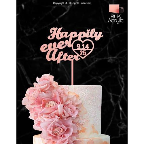 Just Customized Personalized Wedding Cake Topper With Customized Bride and Groom Marriage Date Happily Ever After
